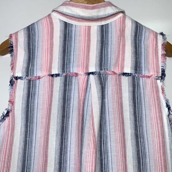 NEW CLOTH & STONE Striped Sleeveless Linen Blouse Cloth and Stone Top - Picture 7 of 8